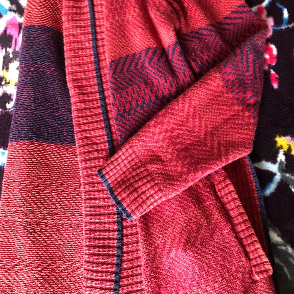 Cozy Red Detail S/M Cardigan (with pockets!)